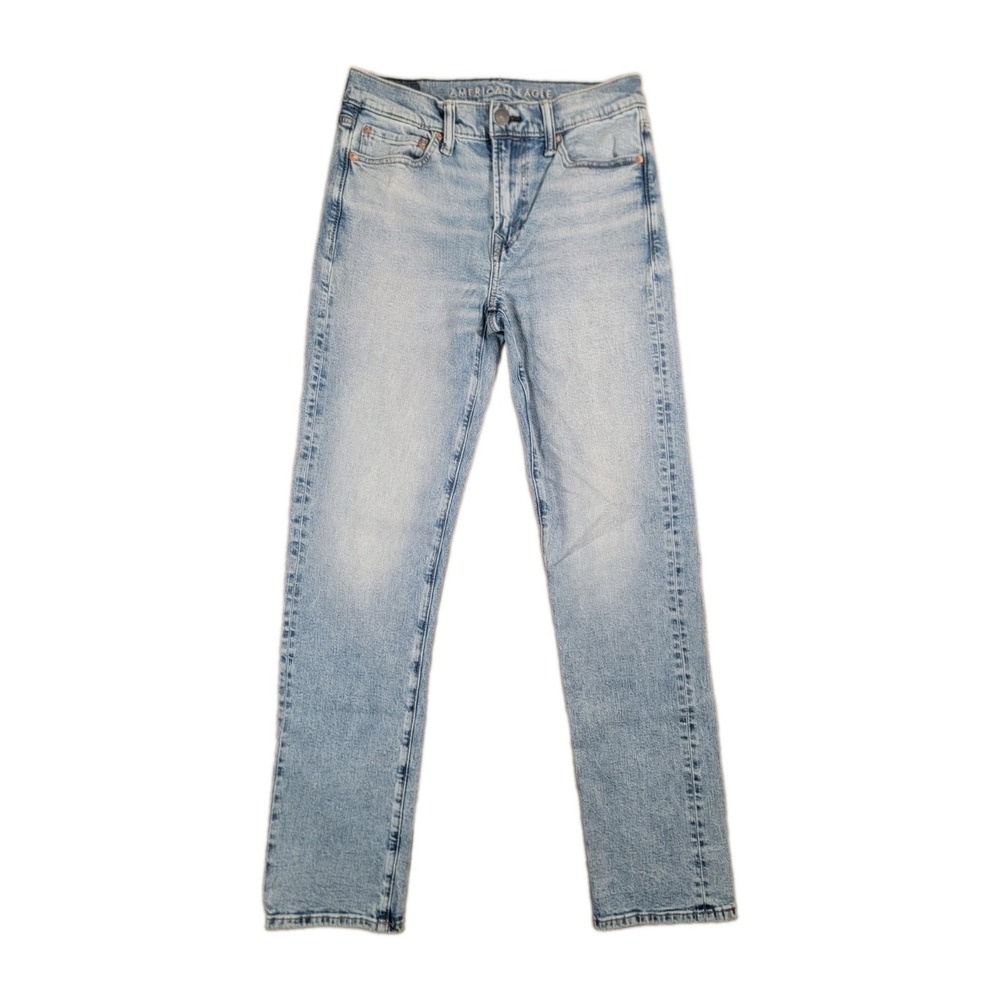 American Eagle Original Straight Jeans Mens 28x34 Light Wash Stretch Denim Tall